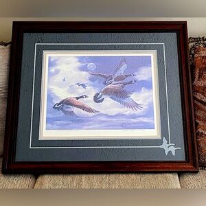 ZETTIE JONES  MOONLIT SERENADE S/N PRINT Custom Matting 76/250 Geese MINT COND